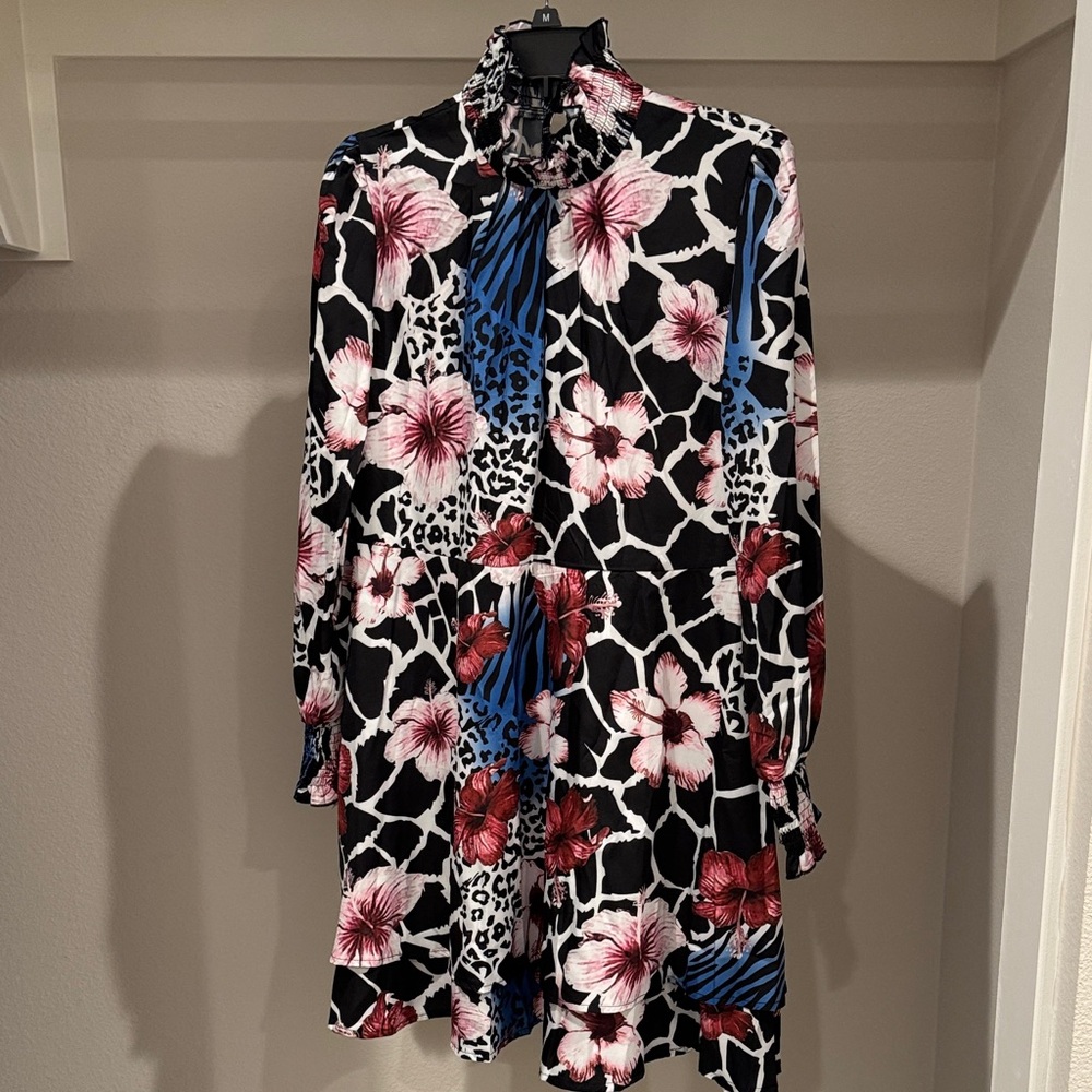 Elegant Long Sleeve Floral Print Dress